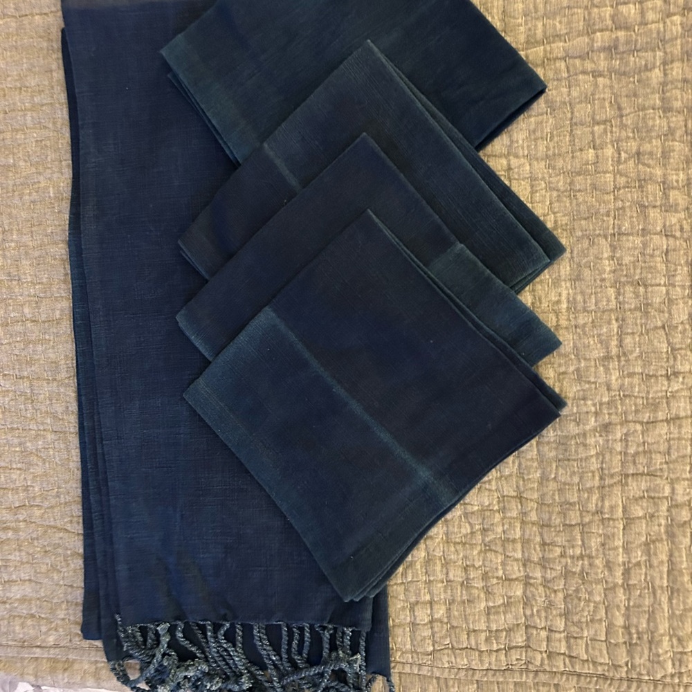 Pottery Barn Dark Blue Table Linens
